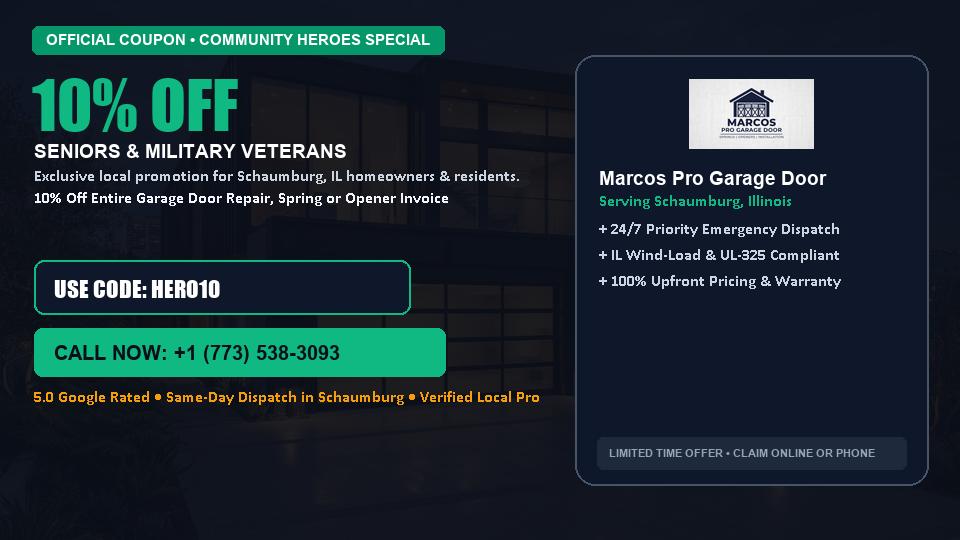 Marcos Pro Garage Door 10% OFF Seniors & Military Veterans in Schaumburg, IL